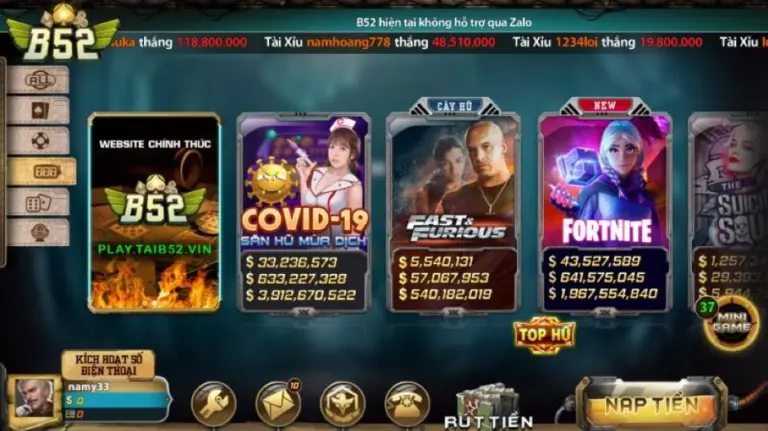 Slots game là một trong các mảng giải trí rất được cược thủ tại cổng game B52