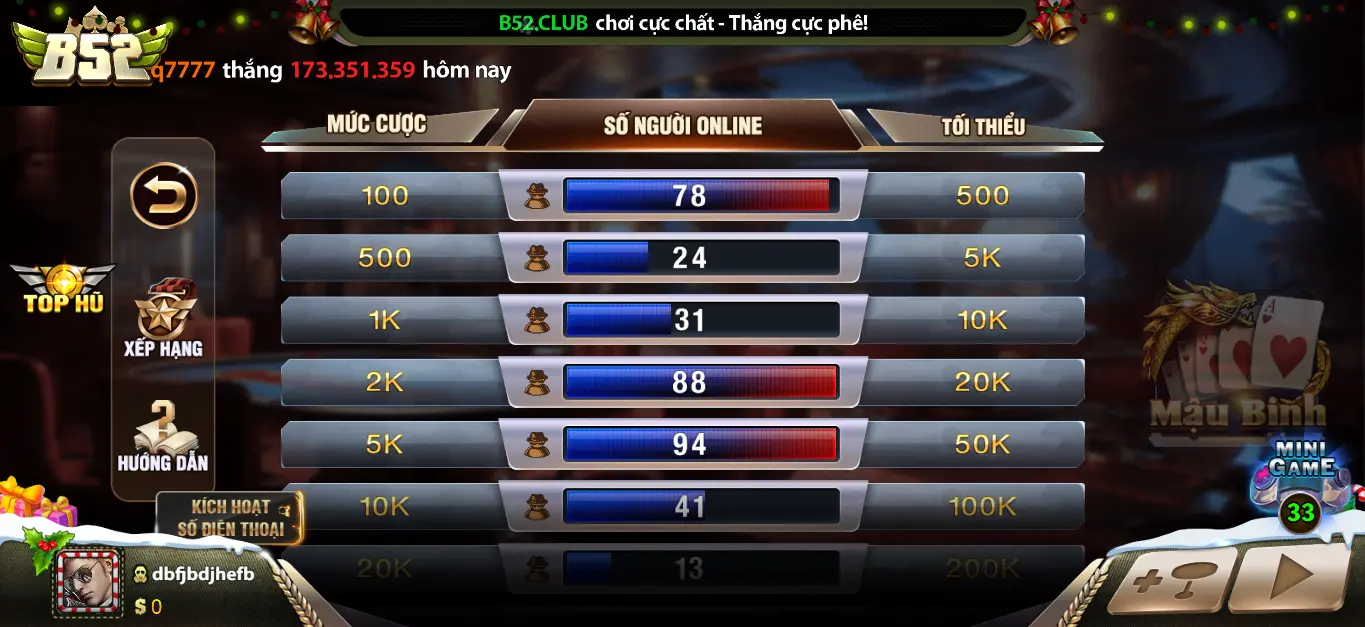 Cách chơi game Mậu Binh đơn giản tại B52 club